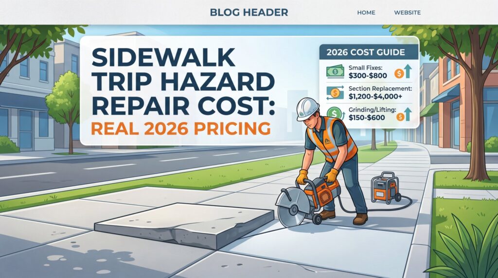 Sidewalk Trip Hazard Repair Cost: Real 2026 Pricing